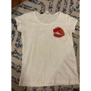Marc Jacobs Glitter Lips Kiss Graphic White Tee
